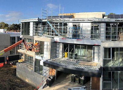 Construction site at Pavilions Blackburn Lake