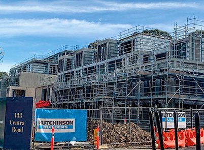 Construction site at Pavilions Blackburn Lake
