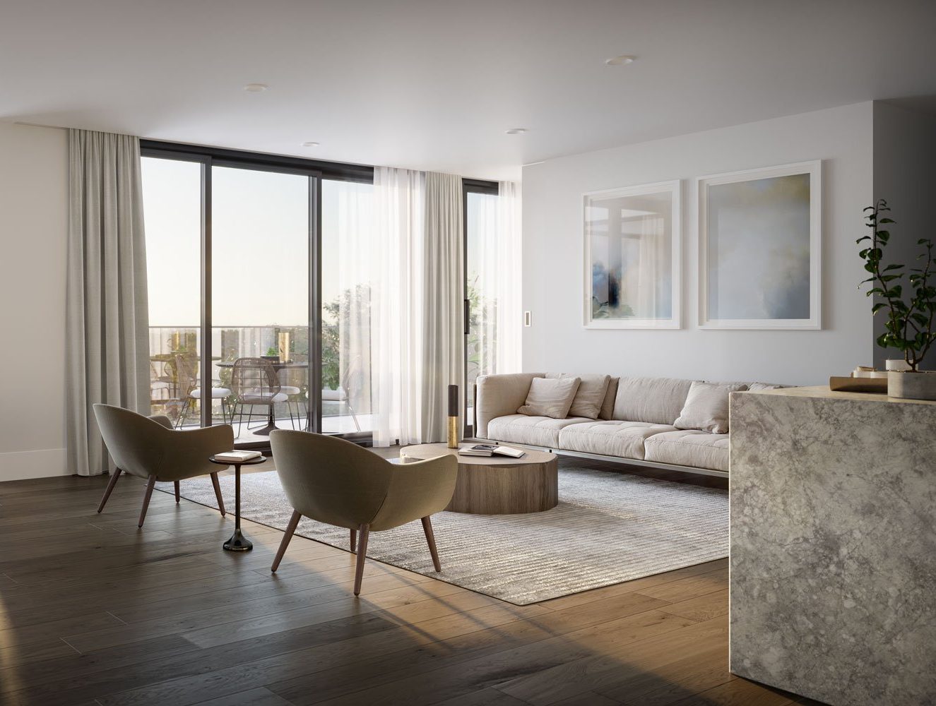 Spacious lounge and dining area of apartment at Pavilions Blackburn Lake